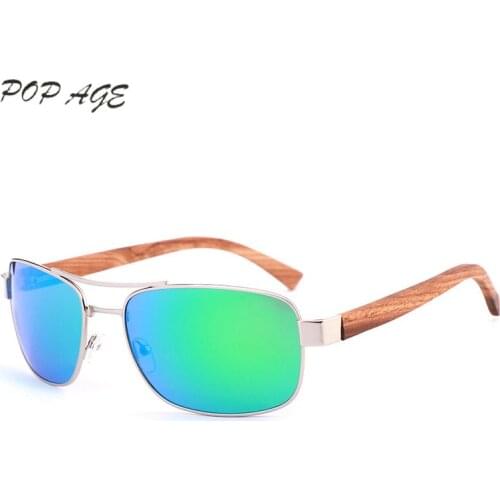 Wooden Sunglasses Men Polarized Mirror Gafas Sunglasses Metal Frame Wood Arm Sun Glasses for Men Oculos De Sol GB150