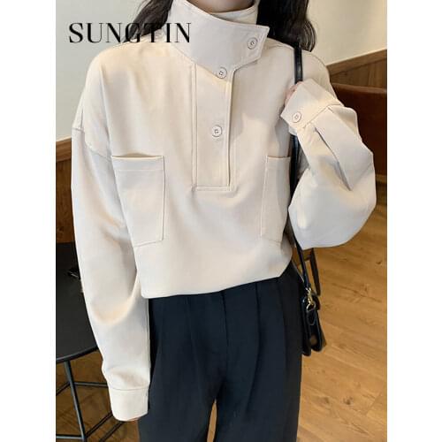 Sungtin Stand-up Collar Blouses