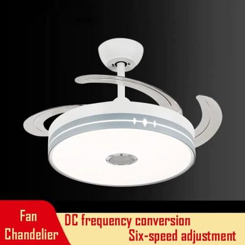 FLKL Bluetooth Audio Fan Light Fan Light Living Room Invisible Bedroom Dining Room Study Modern Household LED Fan Chandelier