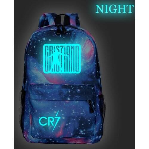 Boys Cristiano Ronaldo Luminous Backpack Teens Mochila Girls Back To School schoolbag Laptop Bags Men Women Travel Knapsack