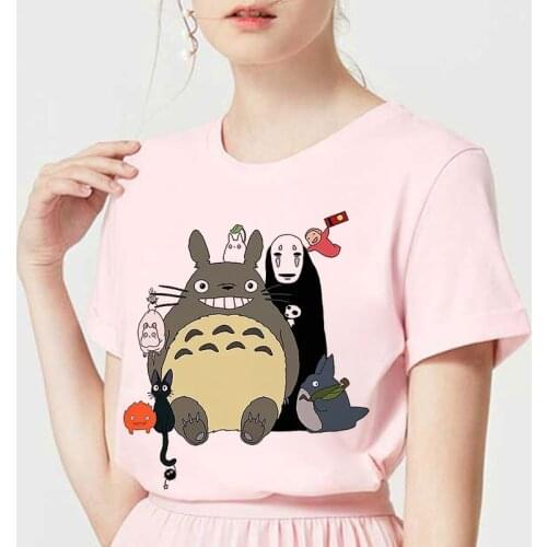 My Neighbor Totoro Spirited Away Anime Print Women Blouses Hayao Miyazaki Studio Ghibli Shirt Harajuku Aesthetic Pink Top Blusas