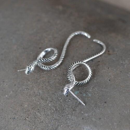 Snake Style Silver Stud Earrings Trendy Jewelry for Women Fashion Unusual Earrings 2020 Trend Push Back Asymmetry Style Gifts