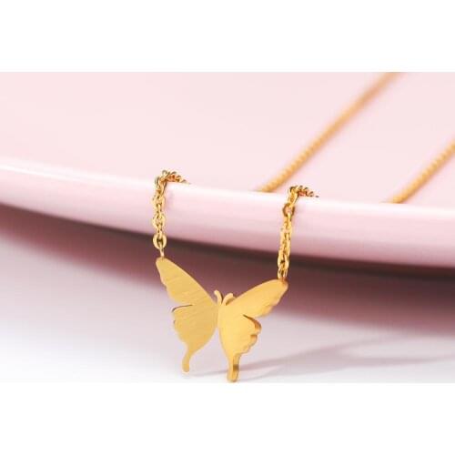 Gold Chain Butterfly Pendant Choker Necklace Women Statement Collares Bohemian Beach Jewelry Gift Collier Cheap Wholesale