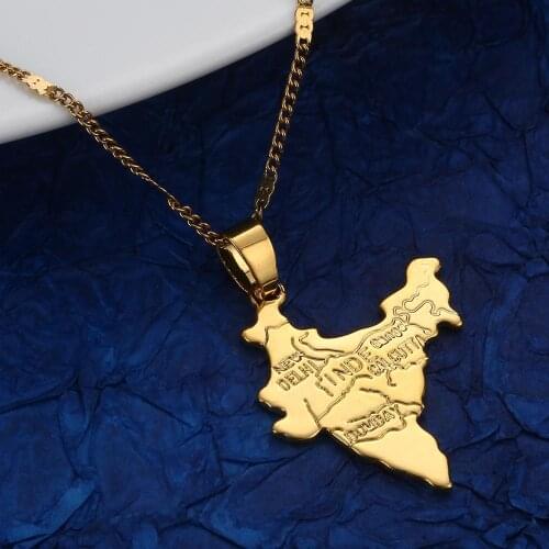 Gold Color Republic of India Map Pendant Necklace Fashion India Map Jewelry