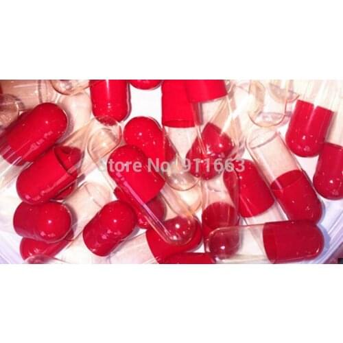 0# 5,000pcs! Red-clear Hard Gelatin Empty Capsule size 0 (joined or seperated capsules available! )
