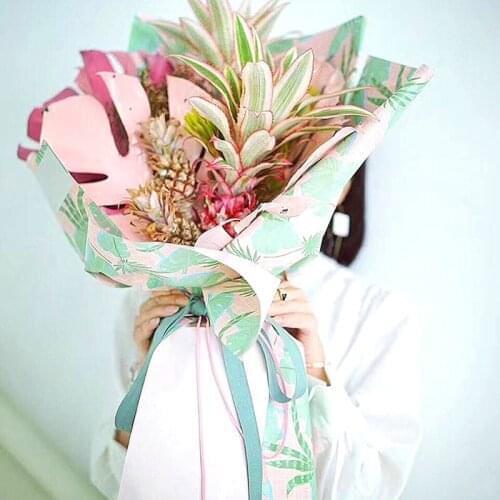 10pcs/lot Flamingo Bouquet Gift Flowers Wrapper Tropical Plant Cactus Print Bouquet Wrapping Paper Handmade DIY Christmas Deco