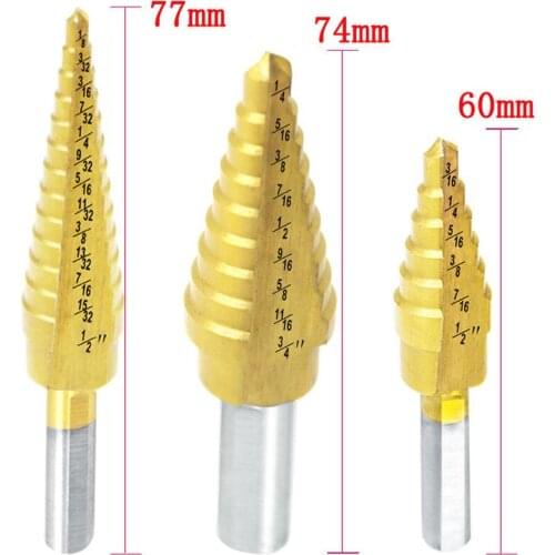 4Pcs Triangle-shank inch step drill pagoda drill step drill hole opener