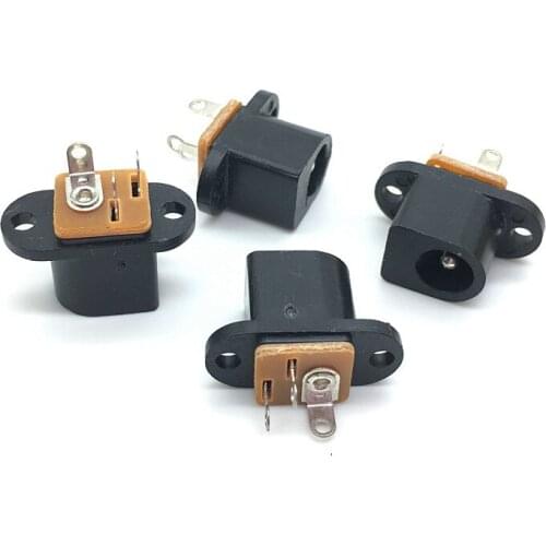 50pcs DC017 DC Power Jack Socket Connector With Ear 5.5*2.1mm Socket 5.5x2.1mm 3Pins