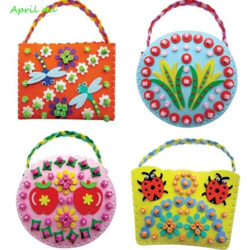 April Du Children DIY EVA Sewing Bag kids Art Craft Kits Materials Handmade Creative Toys for Girls 4pcs