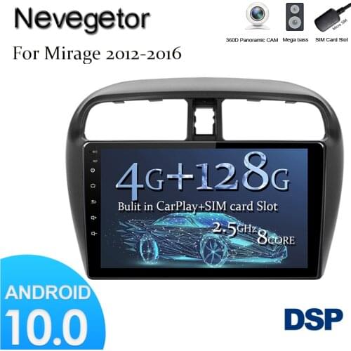2 Din 6G+128G Android 10 Car Multimedia Video Player For Mitsubishi Mirage Attrage 2012-2020 Navigation GPS Stereo Car DVD Radio