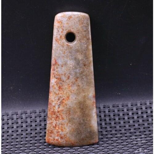 Big Treasure Chinese Vintage Hetian Jade 1 Hole Powerful Warring Axe PEI Amulet Carving FRSS Timestown 20201126A