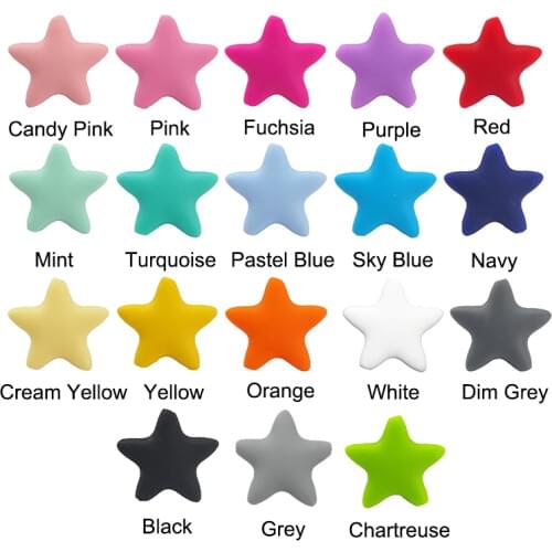 Chengkai 50pcs Silicone Star Beads DIY Baby Rattle Pacifier Dummy Teether Jewelry Toy Making Beads Accessories bpa free