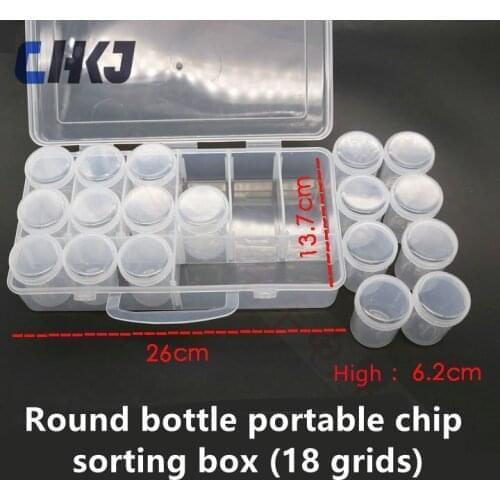 CHKJ Round bottle portable chip box 18 round bottle chip storage sorting box Chip sorting box Free shipping