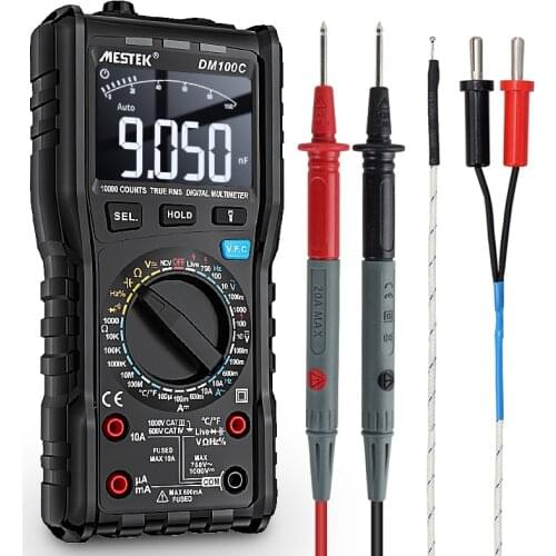 MESTEK DM100C True-RMS Digital Multimeter Button 10000 Count With Analog Bar Graph AC/DC Voltage Ammeter Current Ohm Multimetro