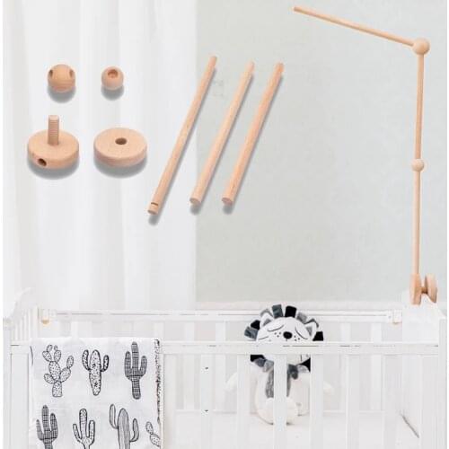Baby Wooden Bedbell Support Mobile Bedbell Toy Frame Arm Support Baby Stroller Toy For 0-4 Years Old Baby