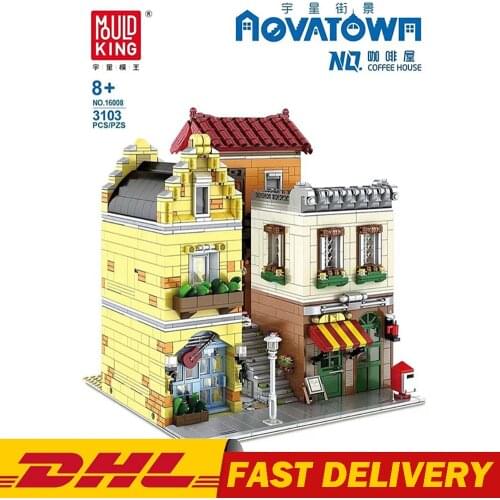 MOULD KING MOC Streetview Building The Coffee House Model Building Blocks Assembly Bricks Kids Educational Toys Christmas Gifts