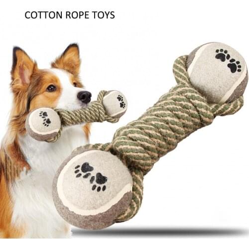 Pet Dog Cotton Dumbbell Rope Toys Ball Teeth Bite-Resistant Chew Play Gadgets игрушки для собак