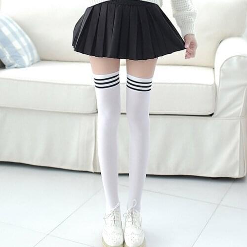 Lolita Cotton School Girl Over Knee Stocking Long Adorable Anime Tight High Black White Kawaii Student Cosplay Sailor moon