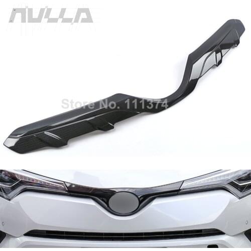 Chrome Front Engine Bumper Grill Upper Center Grille Cover For Toyota C-HR CHR 2018 2019 Car Detector Carbon Look Stick Styling