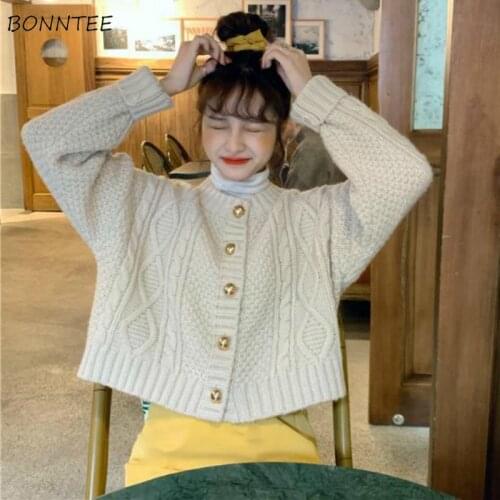Cardigan Women O-neck Short Button Solid Retro Designer Elegant Korean Style Trendy Casual All-match Spring Sweater Ladies Fit