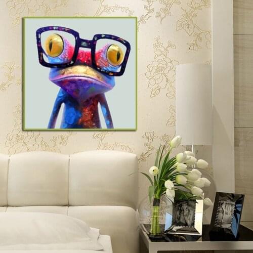 Canvas Painting Blue Glasses Big Eye Frog Poster Print Wall Art Picture For Living Room Home Decoration