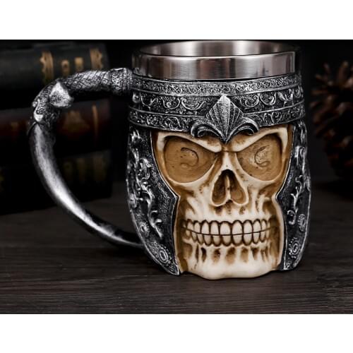 Creative 3D Skull Cup Stainless Steel Mug Skull Bone Brother Molten Rock Coffee Drinking Cup Halloween Party Decoration