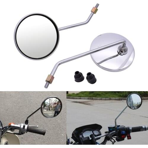 For Kawasaki ZX9R ZXR400 ZZR600 ZX10R ZX12R ZX6R Motorcycle rearview mirror round mirror motorcycle long stem accessories