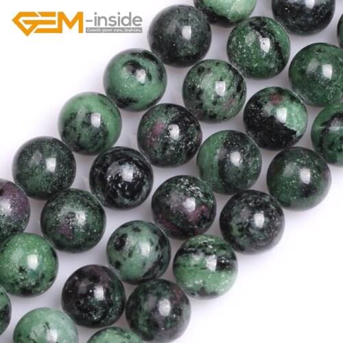 6mm-14mm Round Green Rubys Zoisite Natural Stone Loose Beads 15 Inches 38 cm for Jewelry Making Bracelet Necklace DIY
