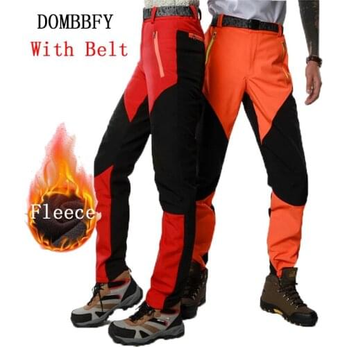 Mens Winter Warm Cargo Stretch Pants Women Casual Fleece Snow Pants Waterproof Soft Shell Trousers Tactical Work Thermal Pants
