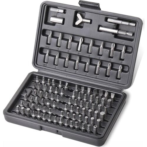 100pcs Screwdriver Bit Set Cr-v Steel 1/4 Inch Shank Slotted PH Torx Hex Bits Extension Bar Adapter Tool Kit Home Repairing Tool