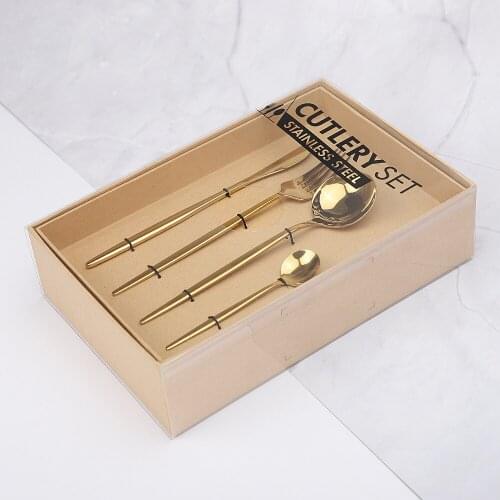 Dinnerware Set Gold Stainless Steel Cutlery Sets Safety Tableware Travel Cutlery Kitchen Utensils Spoons Forks Knives Flatware