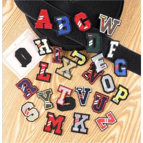 Velcros Patches Letters Stripes English Alphabet Letter Embroidery Stickers Name Military Patches Tactical Cloth Accessories