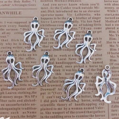 Wholesale 24pcs Charms octopus 28x16mm Tibetan Silver Plated Pendants Antique Jewelry Making DIY Handmade Craft