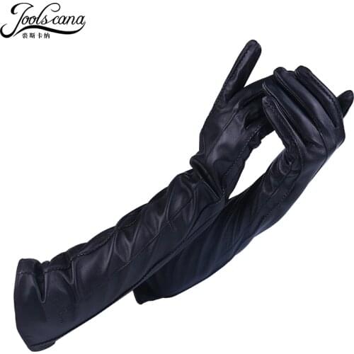 JOOLSCANA long sleeve gloves leather winter gloves women genuine leather Italian sheepskin exquisite design velvet lining new