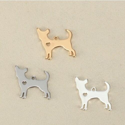 20pcs Diy charm accessories dog chihuahua dog stainless steel pendant 18 * 19 mm for necklace