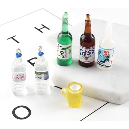 10PCS Water Bottle Charms Acrylic Korea soju Charm Drink Jewelry Necklace Bracelet Earring DIY Jewelry Supplies