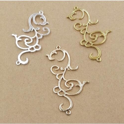 Hollow Metal Flower Branch Pendant Embellishments Charms Connectors DIY for Pendant & Earrings Supplies Jewelry Accessories