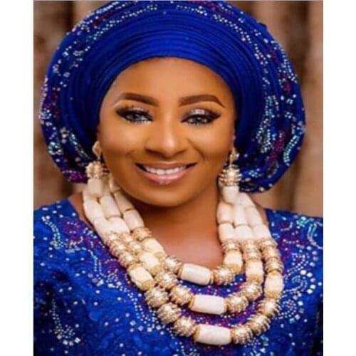 Fabulous Real Coral White and Gold African Beads Jewelry Set Genuine Coral Bridal Statement Necklace Set for Women CNR900