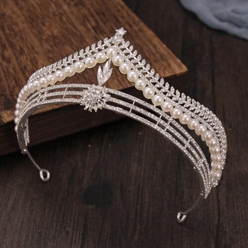 Silver Color Rhinestone Tiaras and Crowns Bride Wedding Headbands for Women Girls Bling Headpieces Veil Decor Hair Accessories