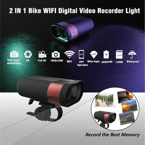 Bicycle Front Light Cycling Headlight&DVR Smart Sports Camera USB HD Bicycle DVR Light 1080P Wifi Action Camera Bike Front Light