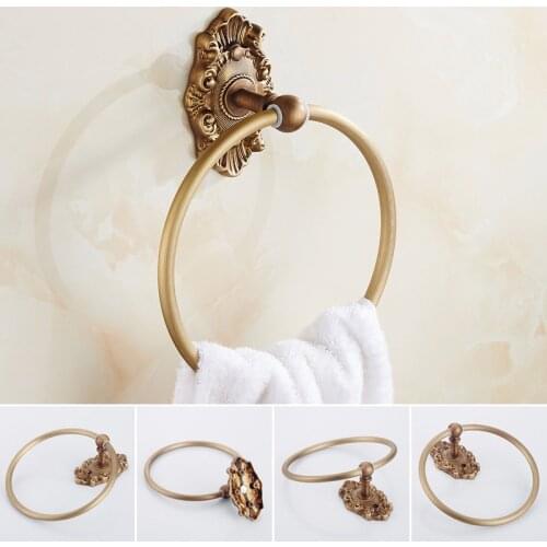 Vidric Copper antique towel ring bathroom, Vintage brass towel rack ring wall mounted, Bathtub towel ring holder brushed