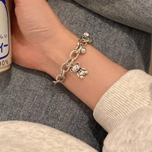 Vintage Fashion Simple Temperament Bear Bracelets For Women 2021 New Hollow Metal Bracelets Female Punk Bracelet Jewelry Gifts