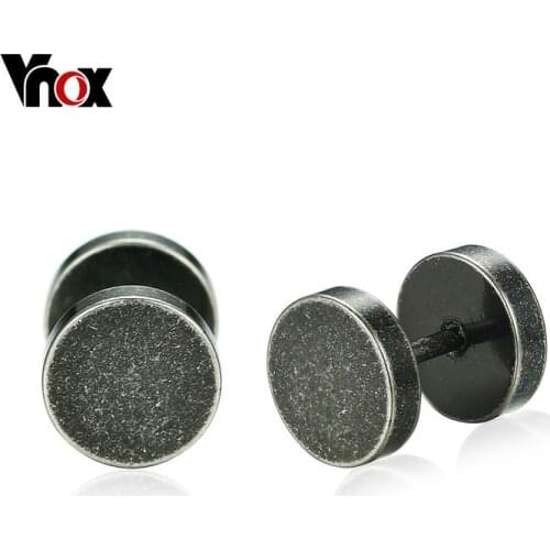 Vnox Rock Punk Stud Earrings for Men Retro Color Stainless Steel Male Boy Earrings Gothic Style Jewelry
