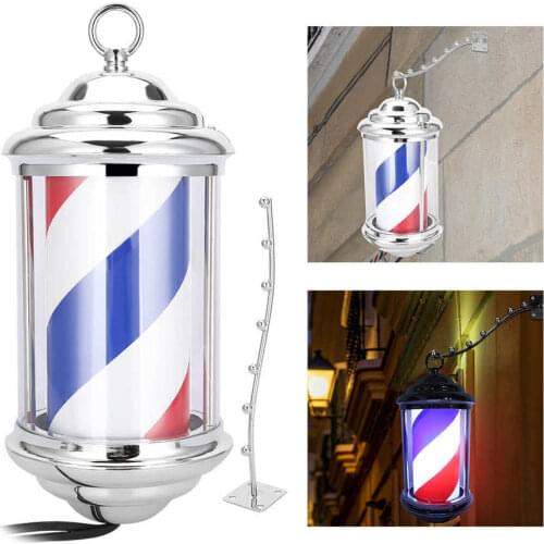 28cm Rainproof LED Barber Shop Pole Sign Hair Salon Wall-Mounted Bright Rotating Light Waterproof Salon Shop Poles Lamps