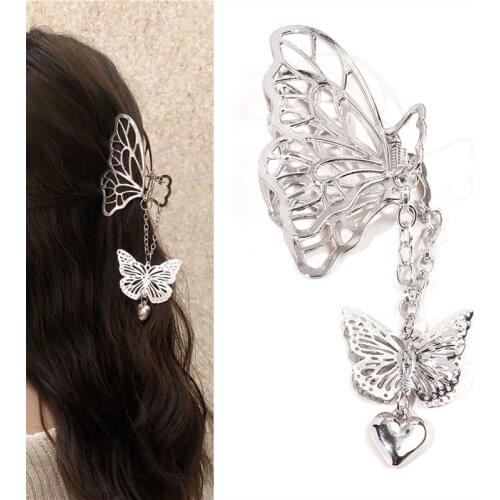 Cute Solid Color Hollow Metal Bow Bowknot Butterfly Hair Claws for Women Girl Barrette Hairpin Hair Clips 2021 New Arrival Trend