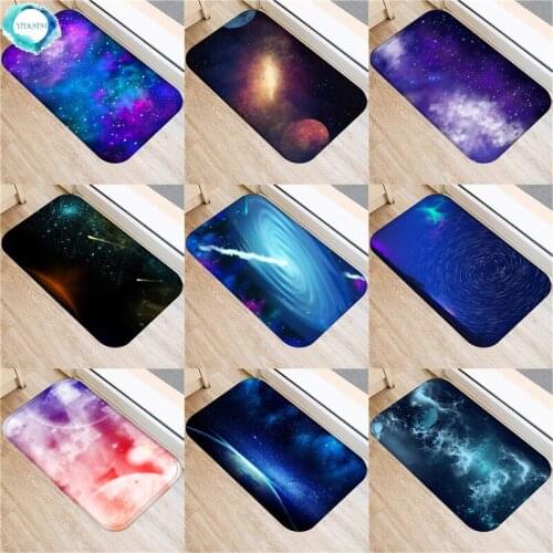 1PC 40x60cm Cosmic Outer Space Stars Starry Sky Mats Carpet Rug Doormat Living Room Non-slip Kitchen Floor Mat
