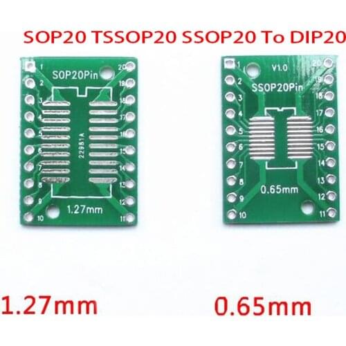 10PCS SOP20 TSSOP20 SSOP20 To DIP20 PCB Transfer Board DIP Pin Board Pitch Adapter