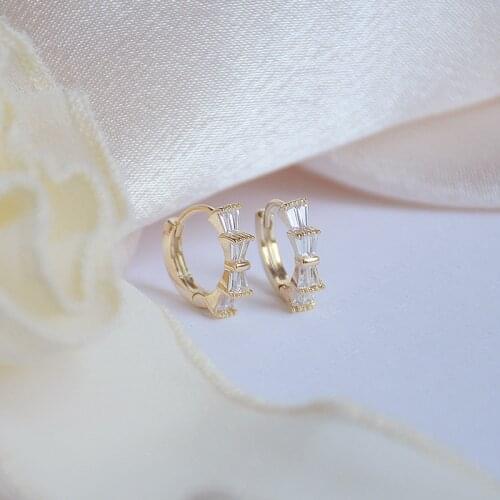 14k Rek Gold Plated Fine Jewelry Micro-inlaid Zircon Bow Daily Earrings for Woman Daily Simple Small Round Earring