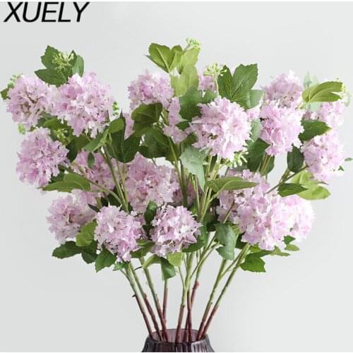 5 Heads Hydrangea Silk Cloth Artificial Flower Home Christmas Decor Wedding Holiday Decoration Fake Flower Table Desk Layout