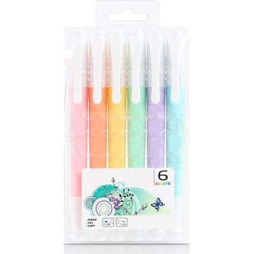 6Pcs/Set Double Head Fluorescent Highlighter Pen Markers Pastel Drawing Pen for Student School Office Supplies Cute Stationery